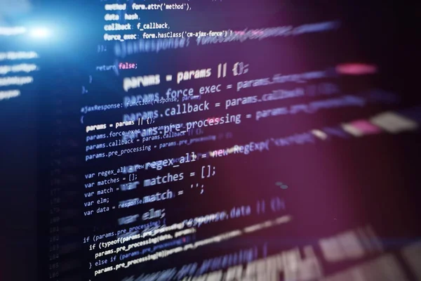 Büyük veri depolama ve bulut bilgi işlem gösterimi. Programlama. Ofiste web siteleri kodları üzerinde çalışan geliştirici.