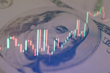 İş başarısı ve büyüme kavramı. Dijital ekran üzerindeki pazar grafiği. Eski pazar, altın pazarı ve ham petrol pazarı .