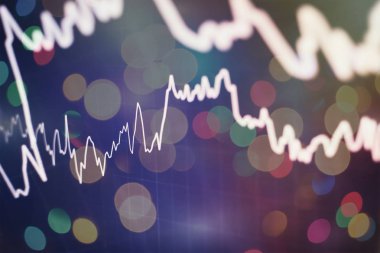 Pazar Analizi 'nin de dahil olduğu bir monitördeki veriler. Grafikler, diyagramlar, finansal rakamlar. Forex çizelgesi.