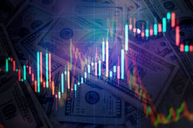 Pazar Analizi 'nin de dahil olduğu bir monitördeki veriler. Grafikler, diyagramlar, finansal rakamlar. Forex çizelgesi.