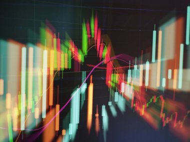 Ticaret piyasasında veri analizi. Finansal istatistikleri analiz etmek ve piyasa verilerini analiz etmek için çalışma kümesi. Sonucu bulmak için grafiklerden ve grafiklerden analiz edilen veriler.