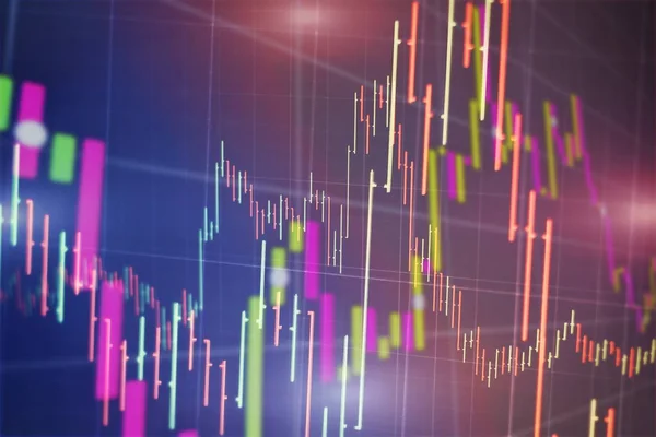 Dados em um monitor que inclusive de Market Analyze. Gráficos de barras, diagramas, números financeiros. Gráfico Forex. — Fotografia de Stock