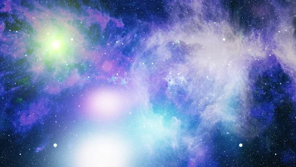 Кольорові туманності і відкритий кластер зірок у Всесвіті. Зоряне скупчення і туманність-хмара в космосі. Абстрактна астрономічна галактика. Елементи цього образу оформлені НАСА. — стокове фото