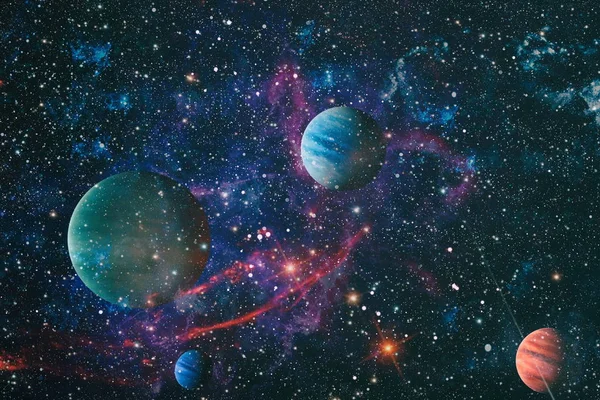 Nebulosa natt stjärnhimmel i regnbågens färger. tjärfält och nebulosa i djupa rymden många ljusår långt från planeten jorden. Multicolor yttre rymden. Delar av denna bild möblerad av NASA. — Stockfoto