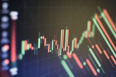 Pazar Analizi 'ni de içeren bir monitörün mali verileri. Çubuk grafikler, Diyagramlar, finansal rakamlar.