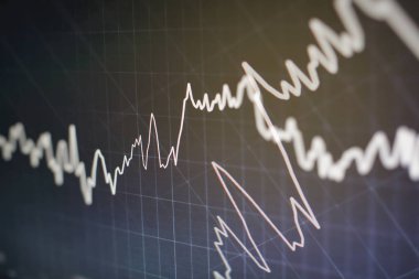 Borsa yatırım ticaret mum çubuk grafik grafik. Forex grafik grafik dijital ekran üzerinde.