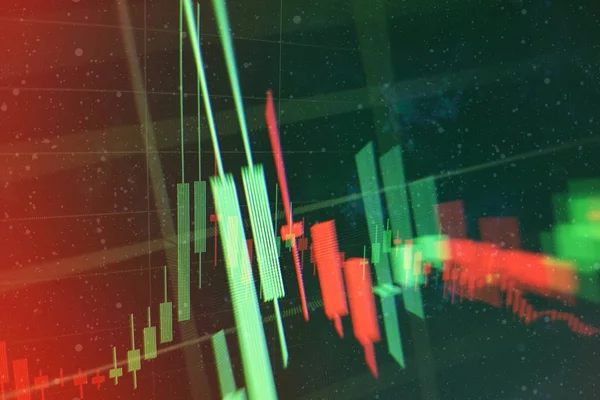 Datos financieros en un monitor que incluye de Market Analyze. Gráficos de barras, diagramas, cifras financieras . — Foto de Stock