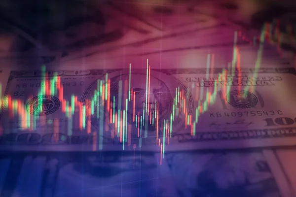 Grafico a bastone di candela grafico del mercato azionario trading di investimenti. Il grafico Forex sullo schermo digitale . — Foto Stock