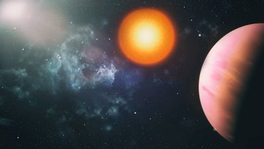 Fütürist soyut alan arkaplanı. Yıldızlı ve nebulalı gece gökyüzü. Bu görüntünün elementleri NASA tarafından desteklenmektedir