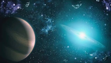 Fütürist soyut alan arkaplanı. Yıldızlı ve nebulalı gece gökyüzü. Bu görüntünün elementleri NASA tarafından desteklenmektedir