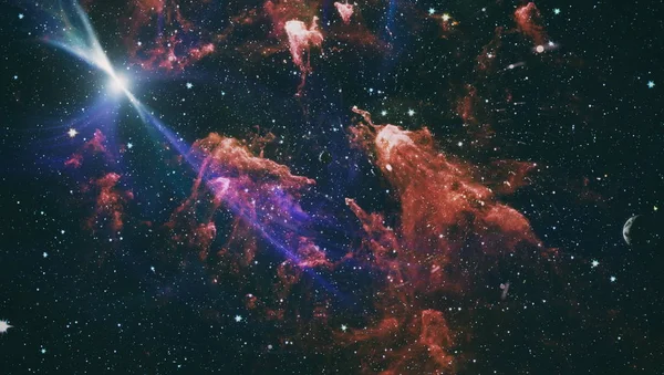 Gekleurde nevel en open sterrenhoop van de sterren in het heelal. Elementen van dit beeld ingericht door Nasa. — Stockfoto