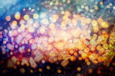 doğal bokeh ve parlak altın ışık şenlikli arka plan. Vintage sihirli arka plan ile renkli bokeh.