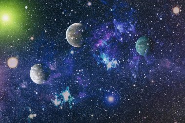 Yüksek kaliteli alan arka planı. Parlak renkli arka planlar üzerinde sis Kozmik bulutlar. Nasa tarafından döşenmiş bu görüntünün elemanları