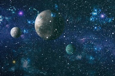 Yüksek kaliteli alan arka planı. Parlak renkli arka planlar üzerinde sis Kozmik bulutlar. Nasa tarafından döşenmiş bu görüntünün elemanları