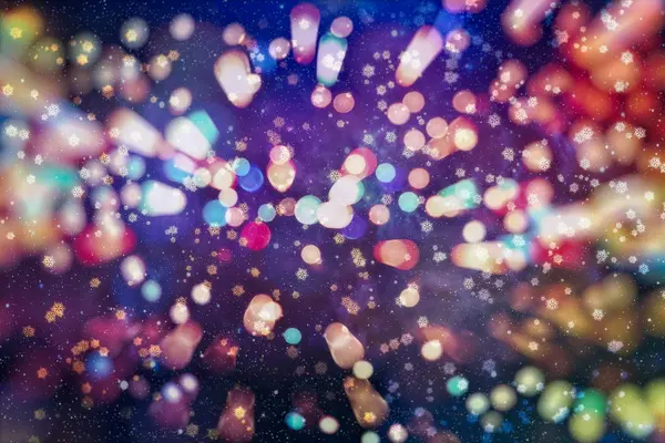 Christmas light background. Holiday glowing backdrop. Defocused Background With Blinking Stars. Blurred Bokeh. — Stock Photo, Image