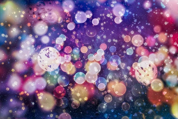 Fondo de luz de Navidad. Fondo brillante de vacaciones. Fondo desenfocado con estrellas parpadeantes. Bokeh borrosa. — Foto de Stock