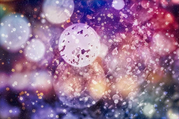 Kerst lichte achtergrond. Vakantie gloeiende achtergrond. Defocused achtergrond met knipperende sterren. Wazig Bokeh. — Stockfoto