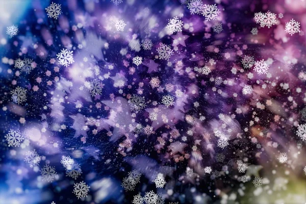 Χριστουγεννιάτικο φως φόντο. Φωτεινό σκηνικό διακοπών. Αποεστιασμένο φόντο με αστέρια που αναβοσβήνουν. Θολή Bokeh. — Φωτογραφία Αρχείου
