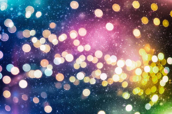 Fundo de luz de Natal. Fundo brilhante de férias. Contexto desfocado com estrelas cintilantes. Bokeh desfocado. — Fotografia de Stock