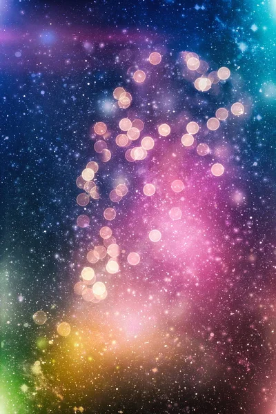 Fondo de luz de Navidad. Fondo brillante de vacaciones. Fondo desenfocado con estrellas parpadeantes. Bokeh borrosa. —  Fotos de Stock