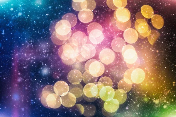 Fundo de luz de Natal. Fundo brilhante de férias. Contexto desfocado com estrelas cintilantes. Bokeh desfocado. — Fotografia de Stock