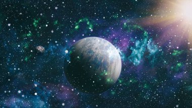 Derin uzayın renkleri. Evren konsepti. Uzayda mor nebula. Bu görüntünün elementleri Nasa tarafından döşenmiştir.