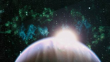 Derin uzayın renkleri. Evren konsepti. Uzayda mor nebula. Bu görüntünün elementleri Nasa tarafından döşenmiştir.