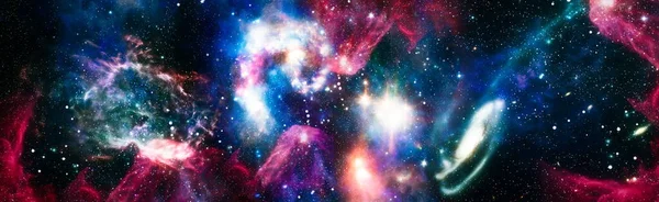 Bulutsu Gecesi Gökkuşağı Renklerinde Yıldızlı Gökyüzü Çok Renkli Dış Uzay — Stok fotoğraf