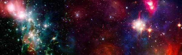 Astronomi Grafisk Design Bakgrund Med Nebulosa Och Glödande Stjärnor Djupa — Stockfoto