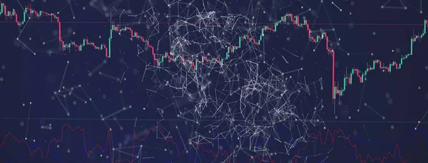 Financiële Achtergrond Met Lijnen Professionele Handel Grafiek Marktanalyse Cryptomanie — Stockfoto