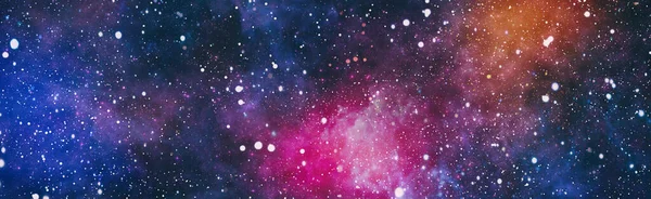 深い空間にある渦巻銀河 自由空間にある惑星と銀河の星 色の星雲と宇宙の星団 — ストック写真