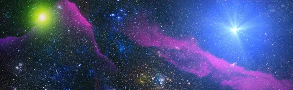 Panoramautsikt Över Ute Rymden Mörk Natthimmel Full Stjärnor Nebulosan Yttre — Stockfoto