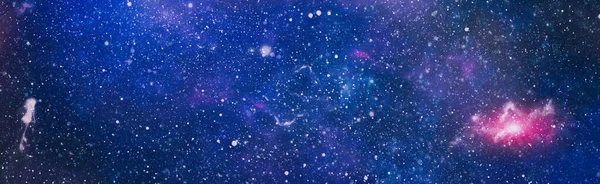 Space background with stardust and shining stars. Realistic colorful cosmos with nebula and milky way.