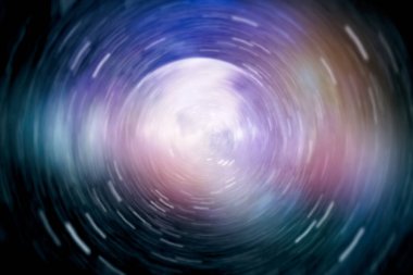 Uzay, Işık Hızında Seyahat Ediyor. Mavi yıldız yolundaki warp veya hiperuzay hareketinin soyut özelliği.