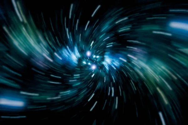 Abstrakt Warp Nebo Hyperprostorového Pohybu Modré Hvězdné Stezce — Stock fotografie