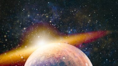 Derin uzay sanatı. Galaksiler, bulutsular ve evrendeki yıldızlar. Bu görüntünün elementleri NASA tarafından desteklenmektedir