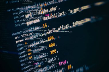 Büyük veri depolama ve bulut hesaplama sunumu. Web sitesi şablonu, seçici odaklanma. Veri işleme merkezi. Veri optimizasyonu. Bilgisayar arayüzü.