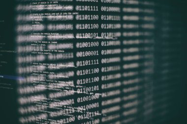 Yazılım geliştiricisi ve Bilgisayar betiğinin kod soyut teknoloji arkaplanı programlanıyor.