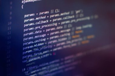 Web sitesi geliştirme için HTML5 editörü. Laptop Kapanış Fotoğrafında HTML Kodu Web sitesi. Modern teknoloji. Yenilikçi başlangıç projesi.