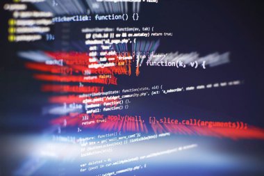 Web sitesi geliştirme için HTML5 editörü. Laptop Kapanış Fotoğrafında HTML Kodu Web sitesi. Modern teknoloji. Yenilikçi başlangıç projesi.