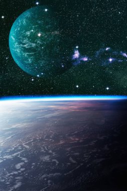 Nebula ve yıldızlarla dolu bir arka plan. NASA tarafından desteklenen bu görüntü ögeleri