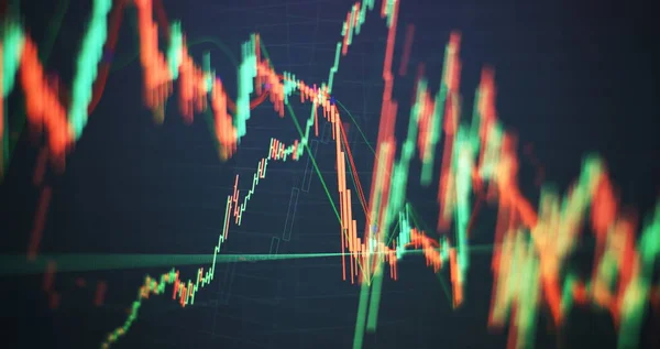 Aktienmarkt Diagramm Auf Digitalem Bildschirm Aktienkurs Chart Und Candle Stick — Stockfoto