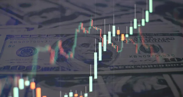 Gazdasági Grafikon Diagramokkal Tőzsdén Üzleti Pénzügyi Koncepciók Jelentések — Stock Fotó