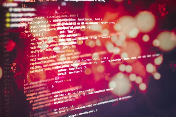 Closeup Developing Programming Coding Technologies Developer Working Web Sites Codes — Stock Photo, Image