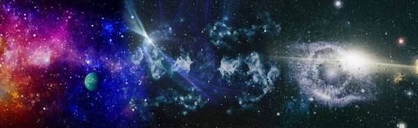 Flerfärgad Yttre Rymden Stjärnfält Och Nebulosa Rymden Många Ljusår Långt — Stockfoto