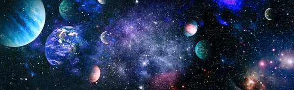 Planète Terre Vue Espace Planètes Étoiles Galaxies Dans Espace Montrant — Photo