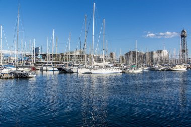 Bağlantı noktası ile Yatlar Barcelona, İspanya - 14 Mayıs 2018.