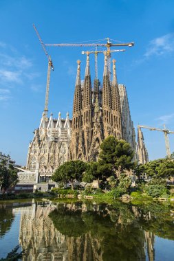 Mimar Antonio Gaudi, Katalonya, Barcelona İspanya - 15 Mayıs 2018 tarafından da La Sagrada Familia Katedrali.