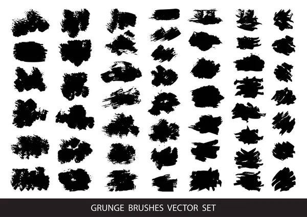 Set Schwarze Farbe Pinselstriche Pinsel Linien Schmutzige Künstlerische Gestaltungselemente Schachteln — Stockvektor