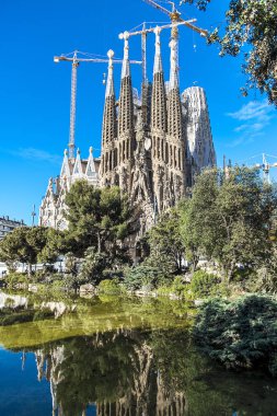 Mimar Antonio Gaudi, Katalonya, Barcelona İspanya - 14 Mayıs 2018 tarafından da La Sagrada Familia Katedrali.